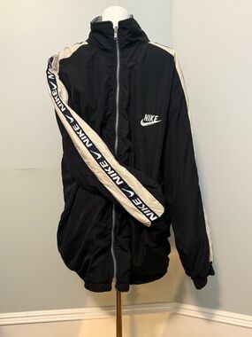 Vintage 90s Nike Black Jacket with White Stripe Detailing
